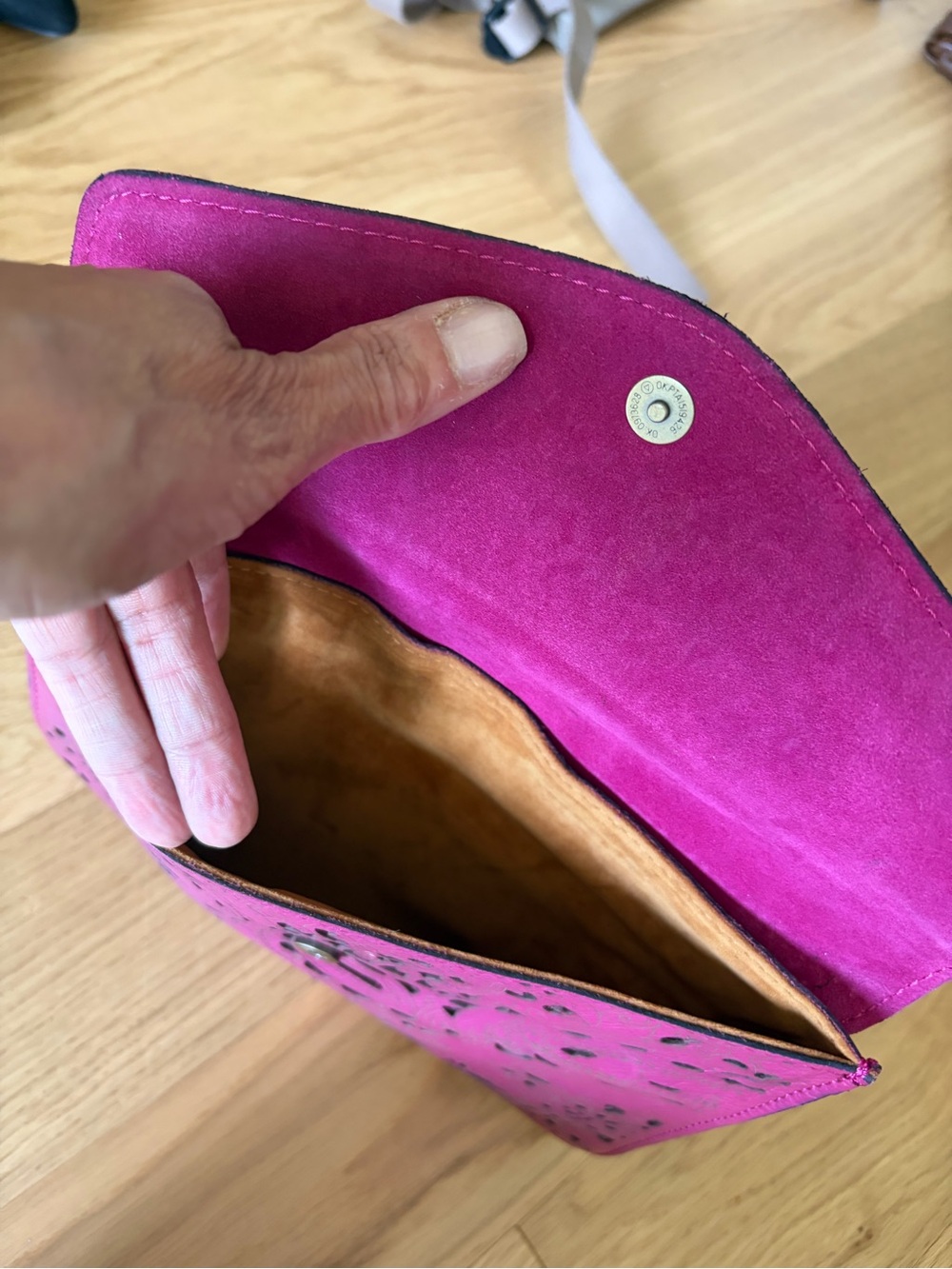 Patricia Nash Magenta Laser-Cut Leather Envelope Clutch - Picture 3 of 3